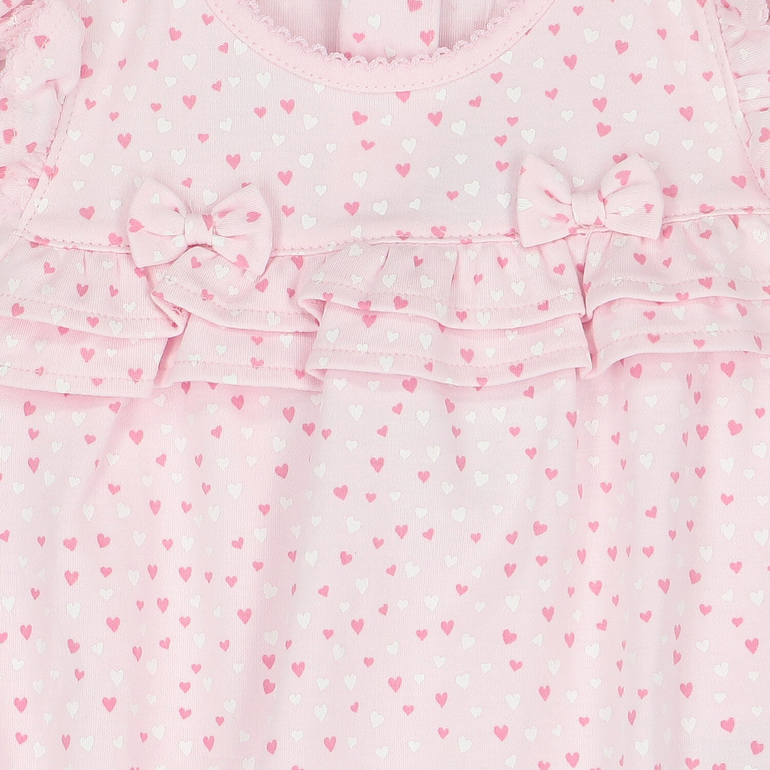 Baby Girls Pink Heart Print Romper, 1, hi-res