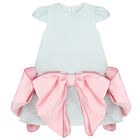 Girls Green & Pink Bow Dress, 1, hi-res