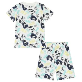 Boys White Batman Logo Shorts Set