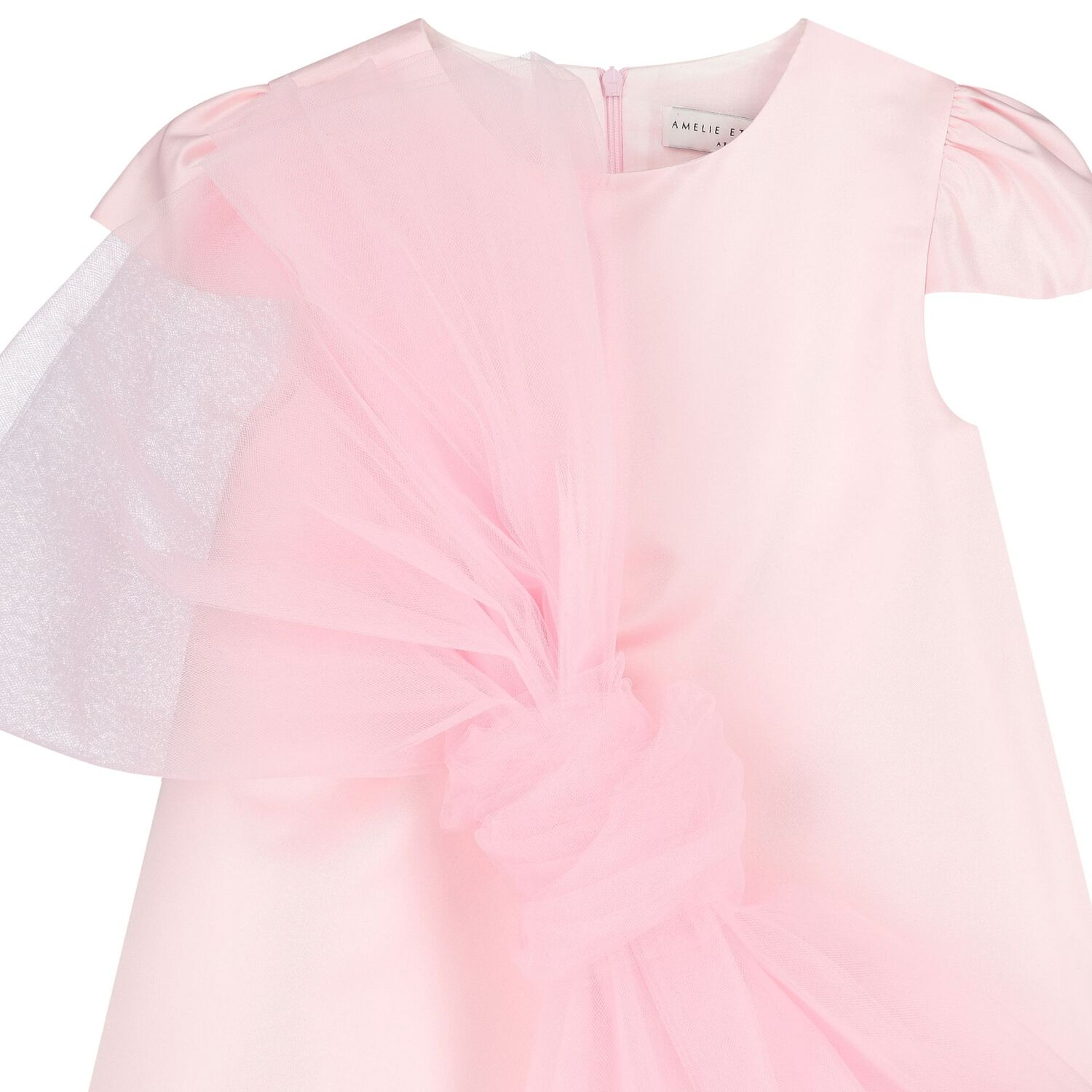 Girls Pink Bow Dress, 1, hi-res