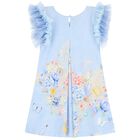 Girls Blue Floral Dress, 1, hi-res