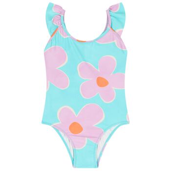 Girls Blue & Purple Floral Swimsuit