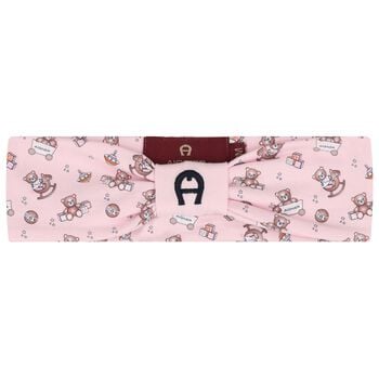 Baby Girls Pink Teddy Bear Logo Headband