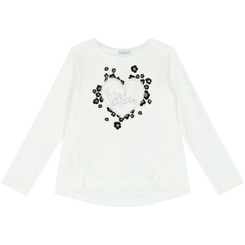 Girls Ivory Heart Long Sleeve Top