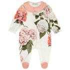 Baby Girls Ivory & Pink Floral Logo Babygrow Gift Set, 1, hi-res