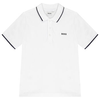 Boys White Logo Polo Shirt