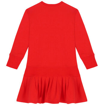 Girls Red Teddy Logo Dress