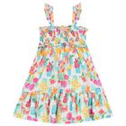 Girls White, Blue & Pink Floral Dress Set, 3, hi-res