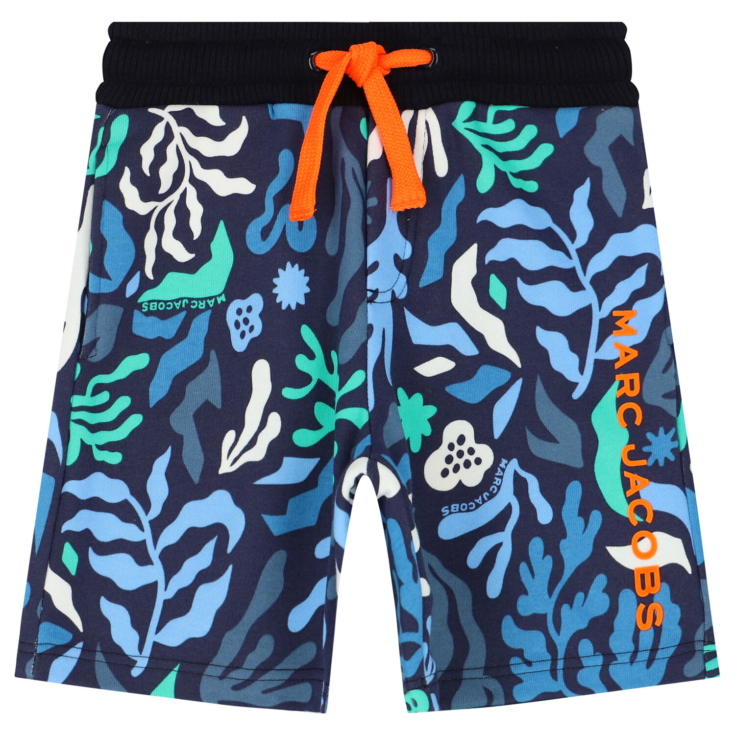 Boys Navy Blue Logo Shorts, 1, hi-res