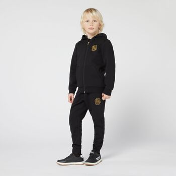 Boys Black Dragon Logo Hooded Top