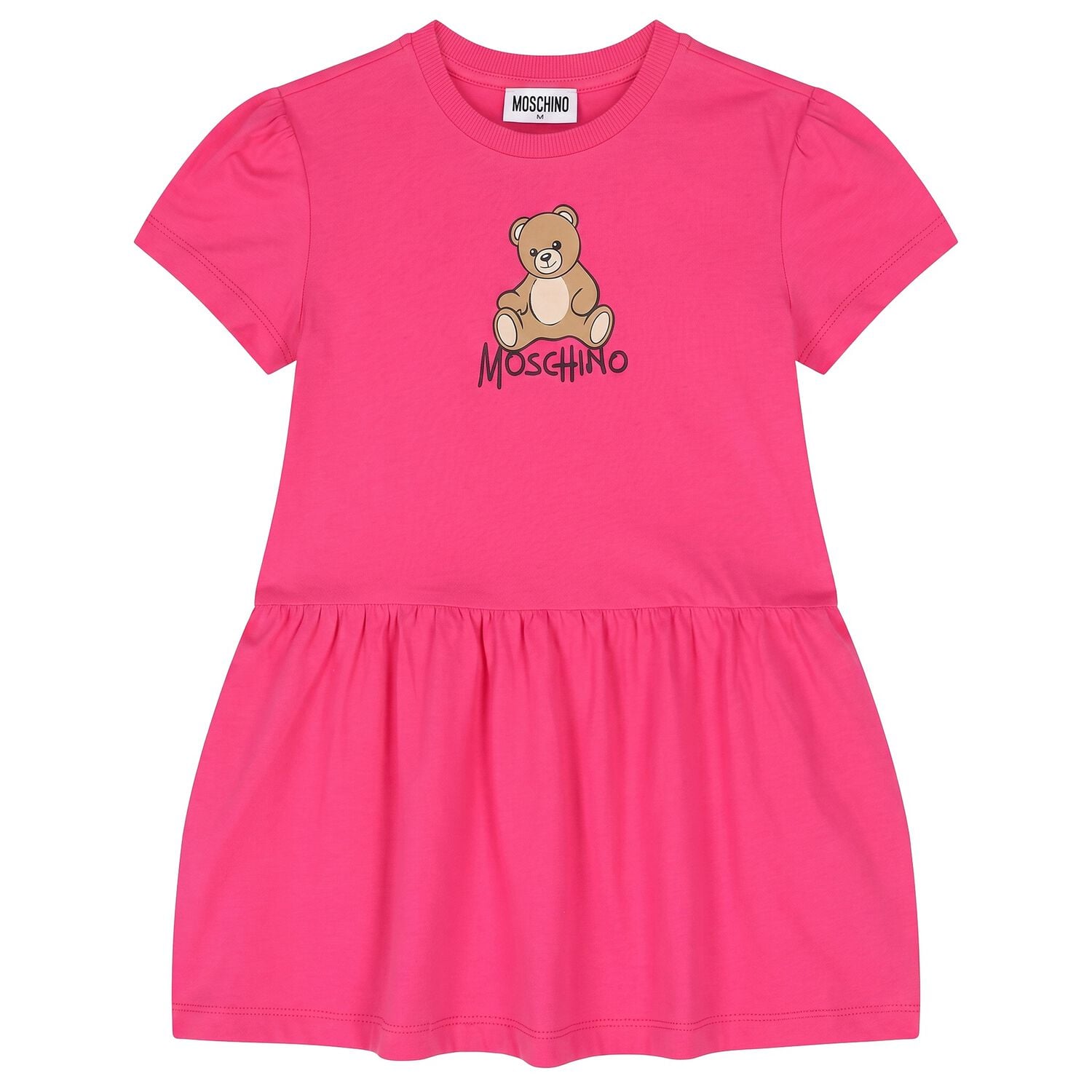 Girls Pink Teddy Bear Logo Dress, 3, hi-res