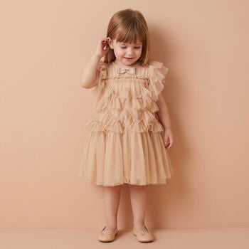 Baby Girls Beige Sequin Tulle Dress