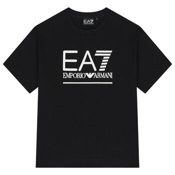 EA7 Emporio Armani Boys Black Logo Shirt, 1 Boys Black Logo Shirt