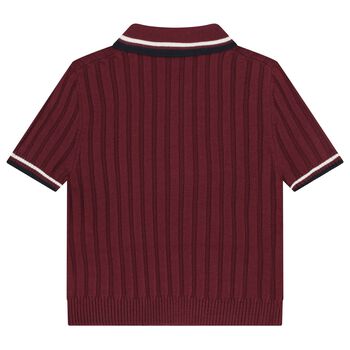 Girls Burgundy Logo Knitted Top