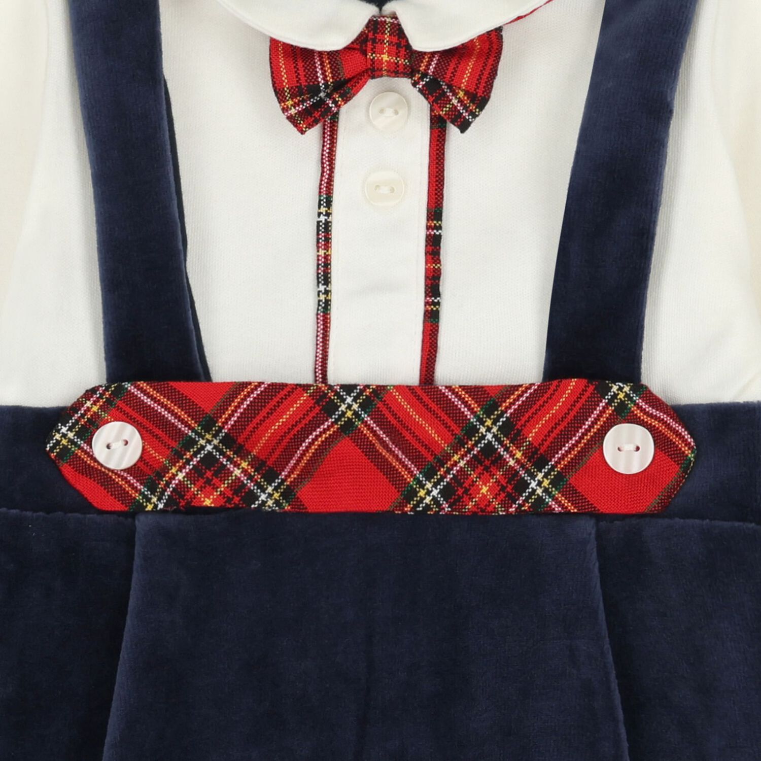 ملابس أطفال مخملية باللون العاجي والأزرق الداكن للأولاد, 1, hi-res image number null