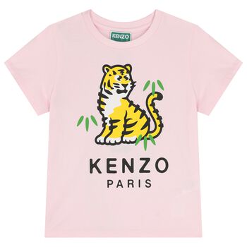 Girls Pink Tiger Logo T-Shirt