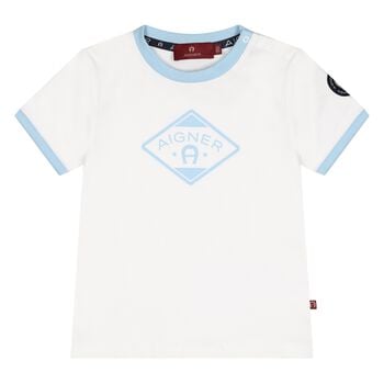 Younger Boys White Logo T-Shirt