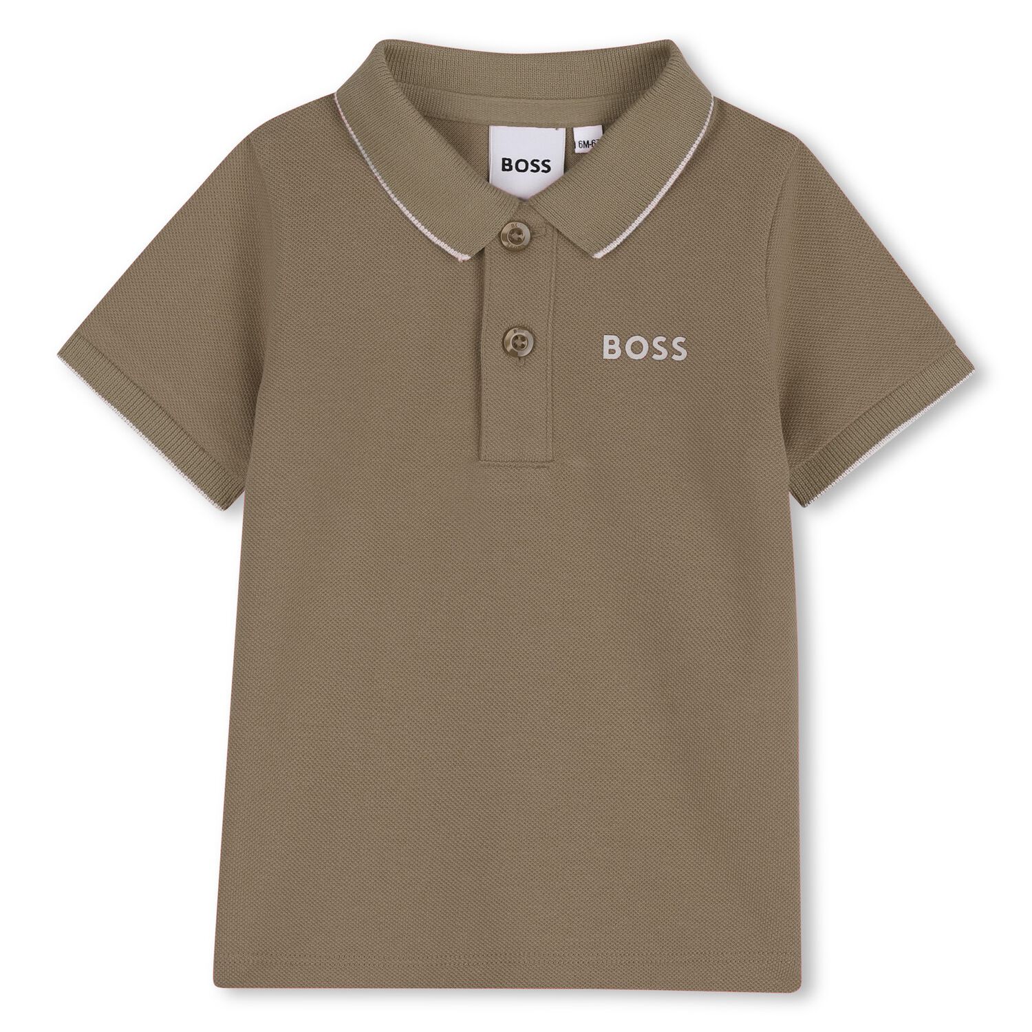 Younger Boys Taupe Logo Polo Shirt, 3, hi-res