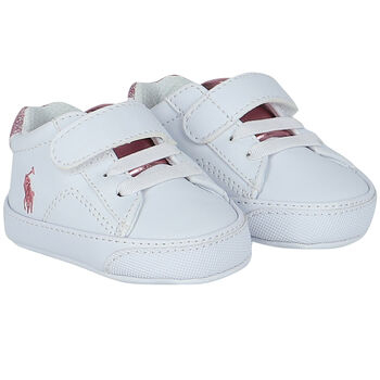 Baby Girls White Logo Pre Walker Shoes