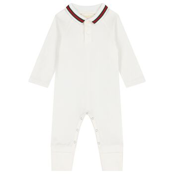 Baby Ivory Web Striped Romper