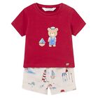 Baby Boys Red & Beige Shorts Set, 1, hi-res