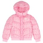 Girls Pink Logo Padded Jacket, 1, hi-res