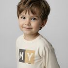 Boys Ivory Logo Long Sleeve Top, 1, hi-res