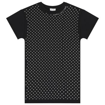 فستان ديزي أسود مرصع بأحجار الراين للبنات