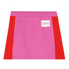 Girls Pink & Red Logo Skirt, 1, hi-res