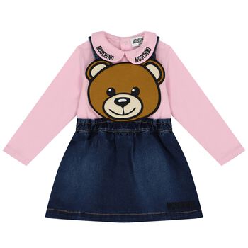 Younger Girls Pink & Blue Logo Skirt Set