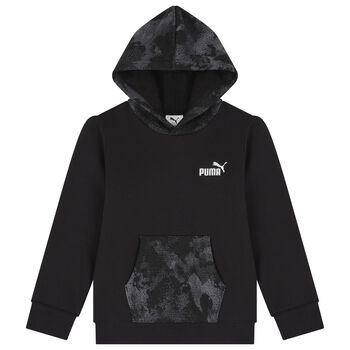 Boys Black Logo Hooded Top