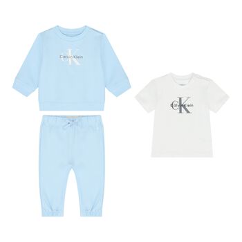 Baby Boys Blue & White 3-Piece Tracksuit Gift Set