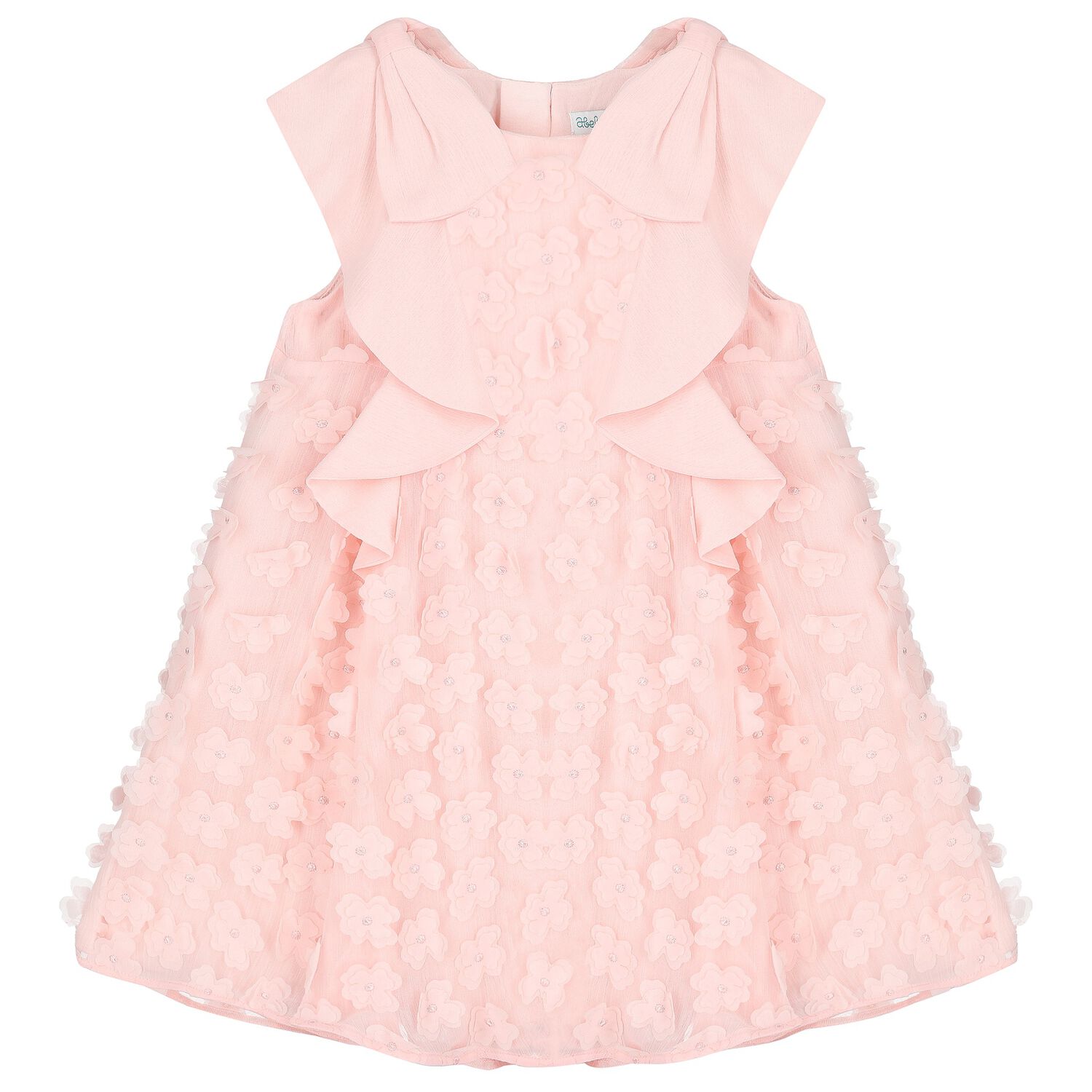 Girls Pink Flowers Chiffon Dress, 1, hi-res