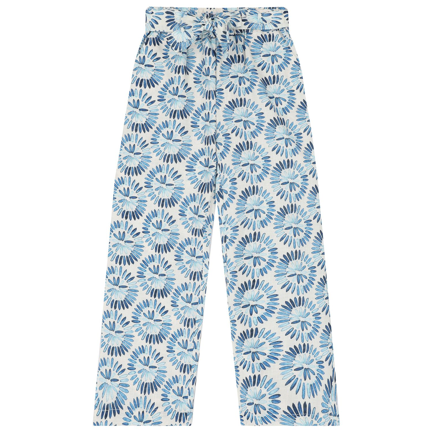 Girls White & Blue Trousers, 1, hi-res