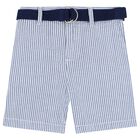 Baby Boys White & Blue Shorts Set, 1, hi-res
