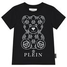 تيشيرت أولاد بشعار تيدي بير باللون الأسود, 1, hi-res