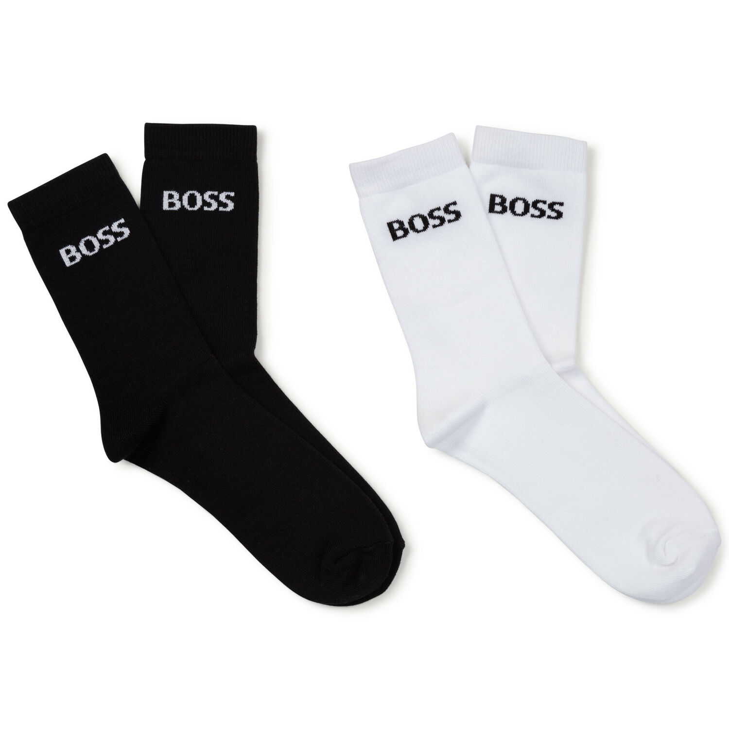 Boys Black & White Logo Socks (2 Pack), 1, hi-res