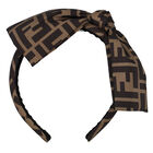 Girls Beige FF Bow Headband, 1, hi-res