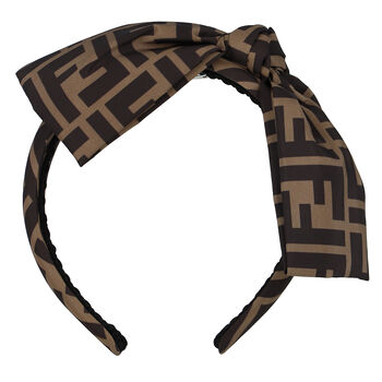 Girls Beige FF Bow Hairband