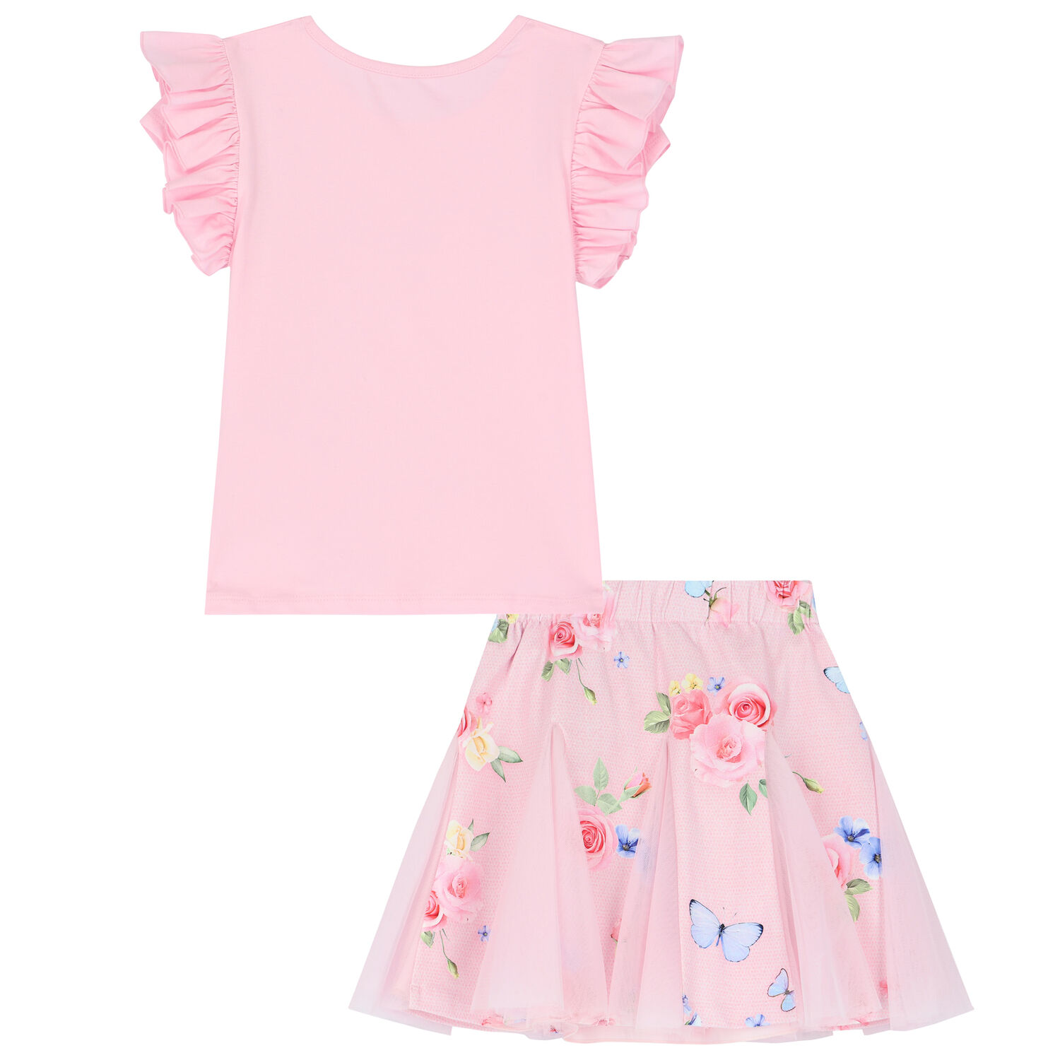 Girls Pink Floral Skirt Set, 1, hi-res image number null