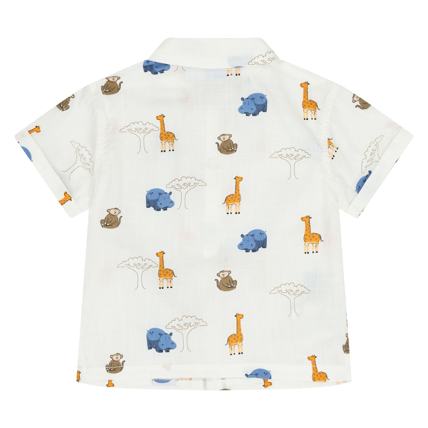 Younger Boys White Animals Shirt, 1, hi-res