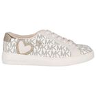 Girls Ivory & Gold Logo Trainers, 1, hi-res