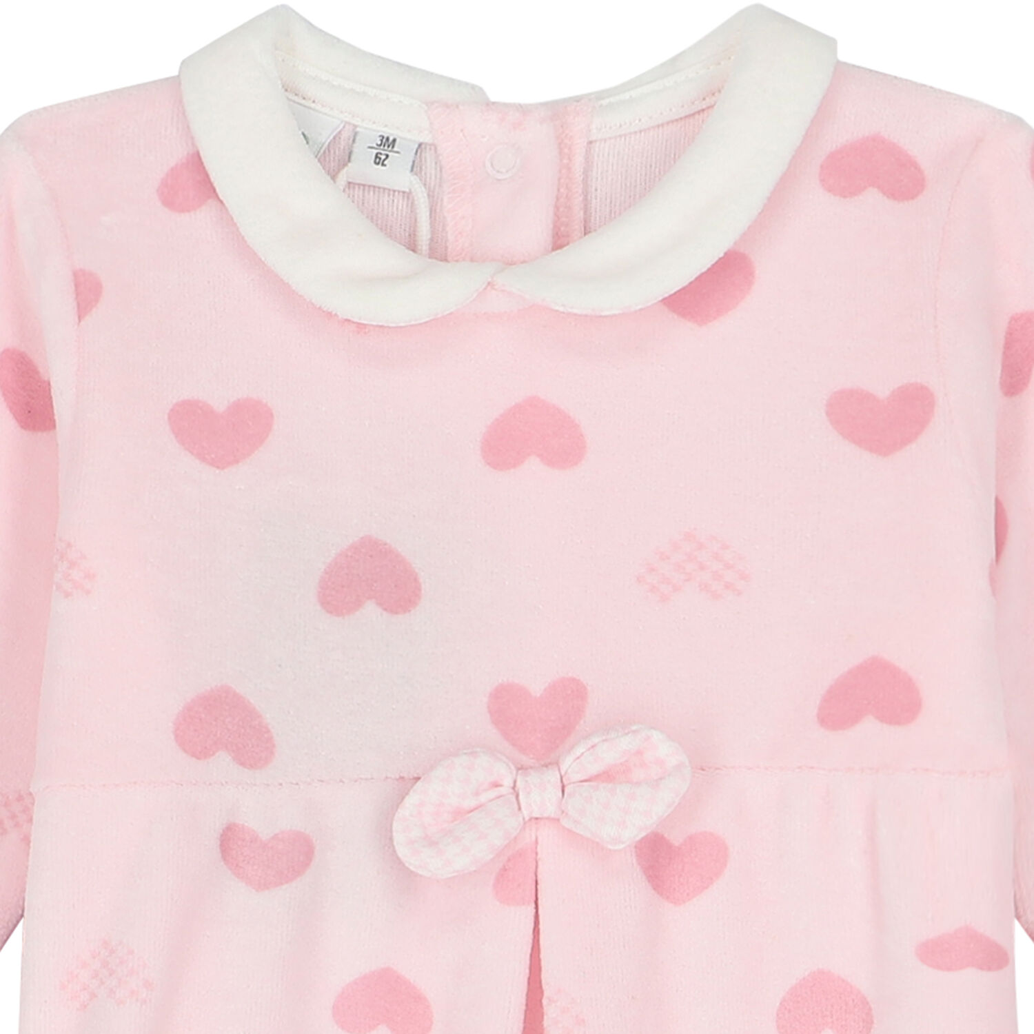 Baby Girls Pink Hearts Babygrow, 1, hi-res