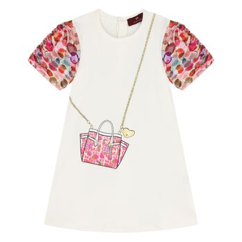 Younger Girls Ivory Crossbody Bag Dress