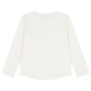Girls Ivory Heart Long Sleeve Top