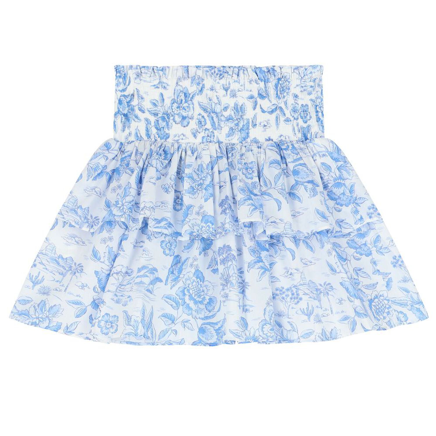 Girls White & Blue Liberty Skirt, 1, hi-res