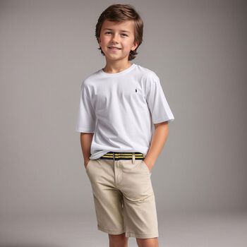 Boys Beige Logo Shorts
