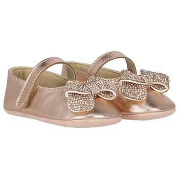 Baby Girls Rose Gold Crystal Shoes