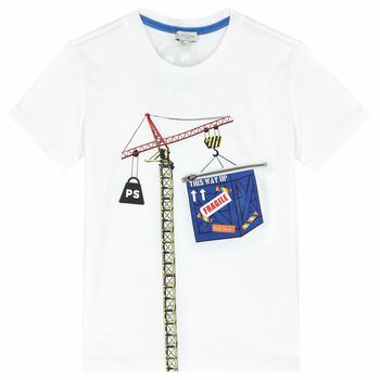 Boys White Graphic T-Shirt