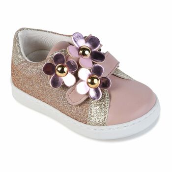 Girls Pink & Gold Trainers